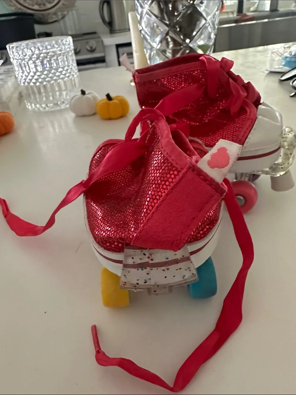 Build a Bear Kids hot pink Glitter High-Top Roller Skate Sneakers